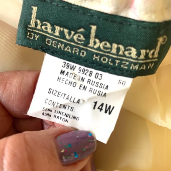 Harve Benard Vintage Ivory Floral Linen Blend Long Jacket and Skirt Suit… - Picture 6 of 7